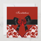 Elegant Classy Red White Floral Bow uitnodigen Kaart (Voorkant)