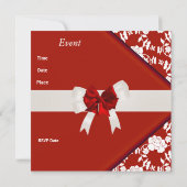 Elegant Classy Red White Floral uitnodigen Kaart (Achterkant)