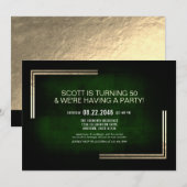 Elegant Classy Rich Green/Gold Birthday Party Kaart (Voorkant / Achterkant)