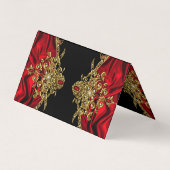 Elegant Classy Rood zijde Zwart Goud juweel Visitekaartje (Achterkant)