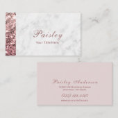 Elegant Classy Roos Gold Glitter over marmerontwer Visitekaartje (Voorkant / Achterkant)