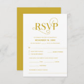 Elegant Classy, RSVP, Gold Font, reageren Informatiekaartje (Voorkant / Achterkant)