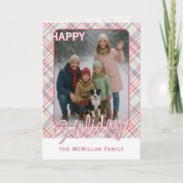 Elegant Classy Rustic Plaid Pattern Feestdagen Kaart