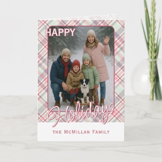 Elegant Classy Rustic Plaid Pattern Feestdagen Kaart (Voorkant)