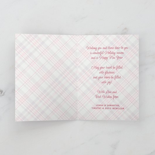 Elegant Classy Rustic Plaid Pattern Feestdagen Kaart (Binnen)