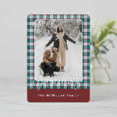 Elegant Classy Rustic Plaid Pattern Gold Foil Holi Folie Feestdagenkaart (Staand Voorkant)