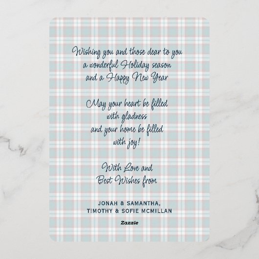 Elegant Classy Rustic Plaid Pattern Gold Foil Holi Folie Feestdagenkaart (Achterkant)