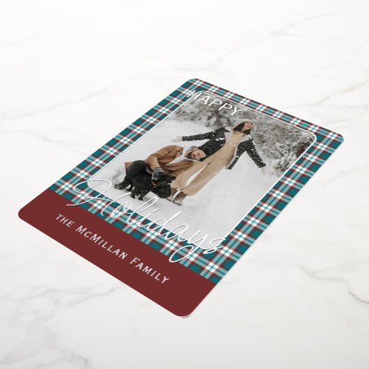 Elegant Classy Rustic Plaid Pattern Gold Foil Holi Folie Feestdagenkaart (Gedraaid)