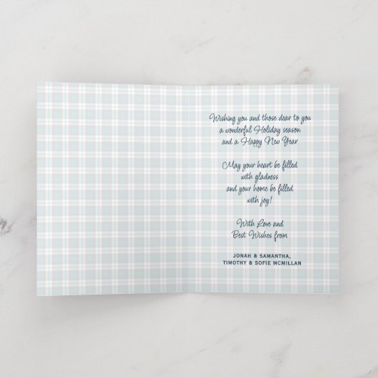 Elegant Classy Rustic Plaid Pattern Gold Folie Feestdagenkaart (Binnenlaag)