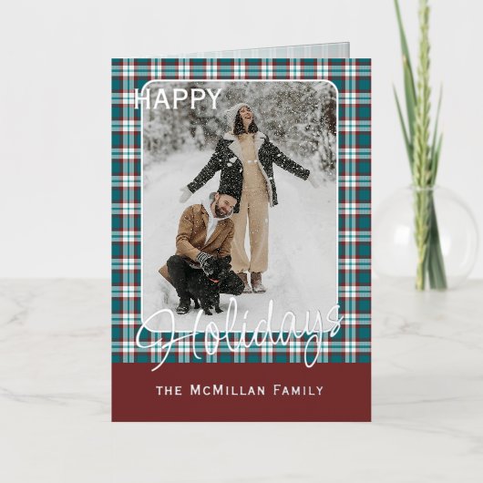 Elegant Classy Rustic Plaid Pattern Gold Folie Feestdagenkaart (Voorkant)