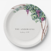 Elegant Classy Rustic Waterverf Grapevine Foliage Papieren Bordje (Voorkant)