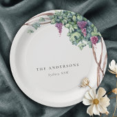 Elegant Classy Rustic Waterverf Grapevine Foliage Papieren Bordje