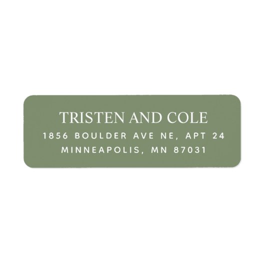 Elegant Classy Sage Groen Retouradres Etiket (Voorkant)