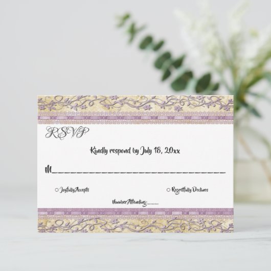 Elegant  Classy Script Luxal Wedding RSVP Kaartje (Staand voorkant)