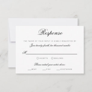 Elegant Classy Script Traditional Wedding RSVP Kaart