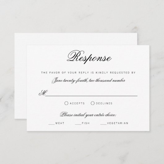 Elegant Classy Script Traditional Wedding RSVP Kaart (Voorkant / Achterkant)