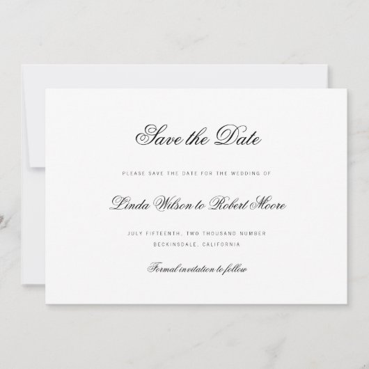 Elegant Classy Script Traditioneel Save The Date (Voorkant)