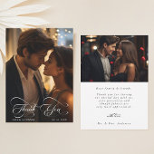 Elegant Classy Script Wedding 2 Foto Bedankkaart