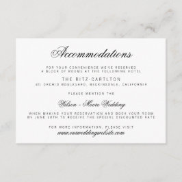 Elegant Classy Script Wedding Accommodatie Card Informatiekaartje