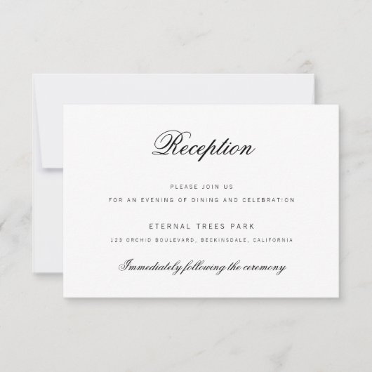 Elegant Classy Script Wedding Reception Card Kaart (Voorkant)