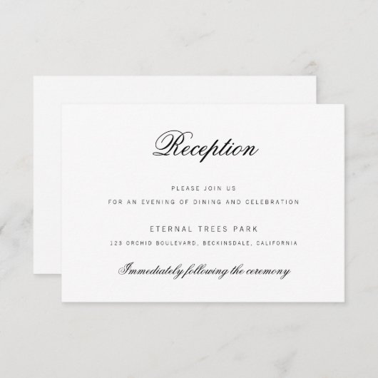 Elegant Classy Script Wedding Reception Card Kaart (Voorkant / Achterkant)