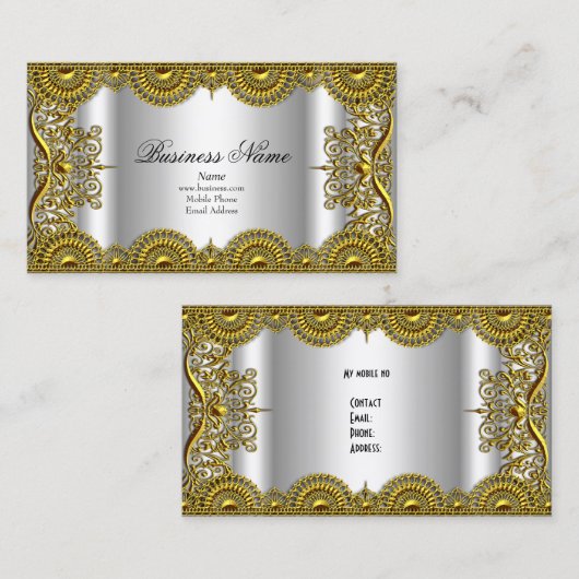 Elegant Classy  Silver Gold Lace profiel Visitekaartje (Voorkant / Achterkant)