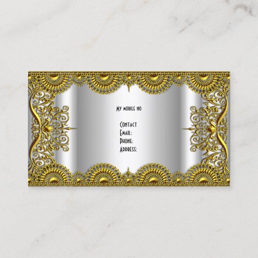 Elegant Classy Silver Gold Lace profiel Visitekaartje (Achterkant)