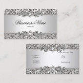 Elegant Classy Silver Grey Damask Bijgewerkt Visitekaartje (Voorkant / Achterkant)