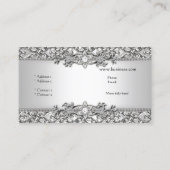 Elegant Classy Silver Grey Damask Bijgewerkt Visitekaartje (Achterkant)