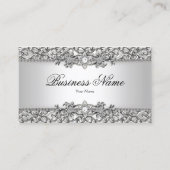 Elegant Classy Silver Grey Damask Bijgewerkt Visitekaartje (Voorkant)