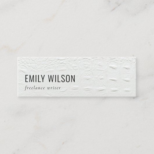 Elegant Classy Simple Ivory White Leather Texture Mini Visitekaartje (Voorkant)