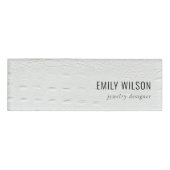 Elegant Classy Simple Ivory White Leather Texture Naambadge (Voorkant)