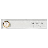 Elegant Classy Simple Ivory White Leather Texture Naambordje (Voorkant)