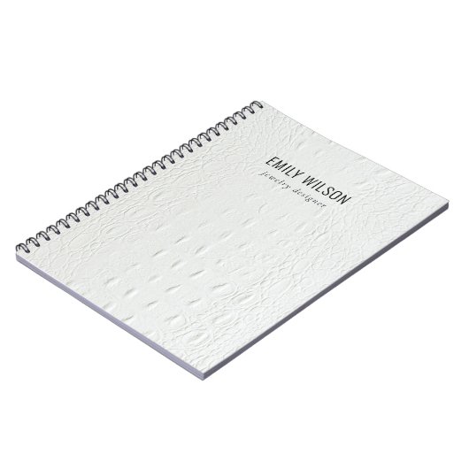 Elegant Classy Simple Ivory White Leather Texture Notitieboek (Linkerzijde)
