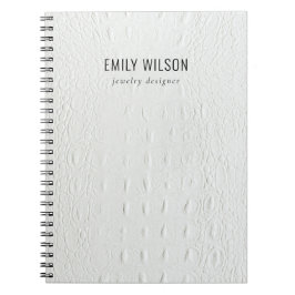 Elegant Classy Simple Ivory White Leather Texture Notitieboek