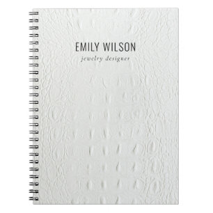 Elegant Classy Simple Ivory White Leather Texture Notitieboek