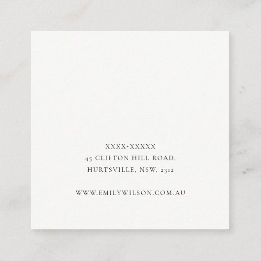 Elegant Classy Simple Ivory White Leather Texture Vierkante Visitekaartje (Achterkant)