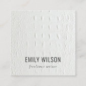 Elegant Classy Simple Ivory White Leather Texture Vierkante Visitekaartje (Voorkant)