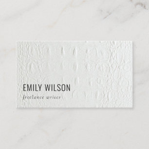 Elegant Classy Simple Ivory White Leather Texture Visitekaartje