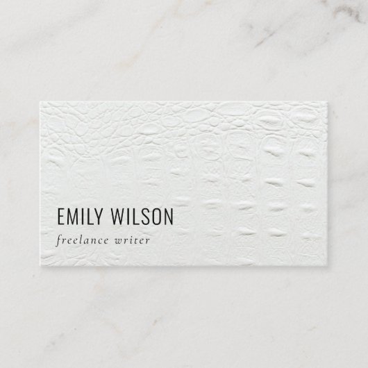 Elegant Classy Simple Ivory White Leather Texture Visitekaartje (Voorkant)