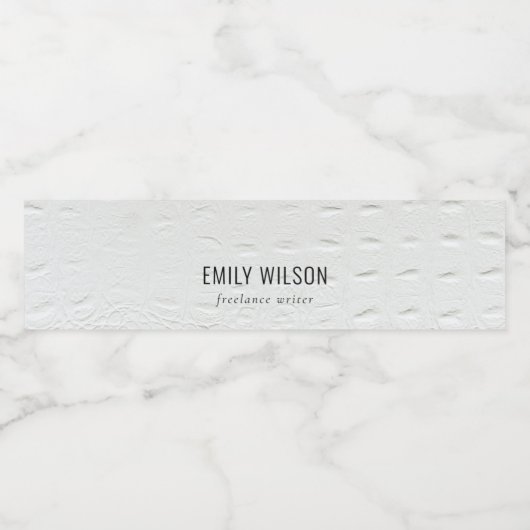 Elegant Classy Simple Ivory White Leather Texture Waterfles Etiket (Enkel label)