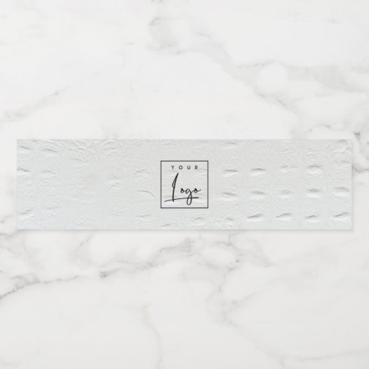 Elegant Classy Simple Ivory White Leather Texture Waterfles Etiket (Enkel label)