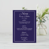 Elegant Classy Simple Navy Blue Wedding Menu (Staand voorkant)