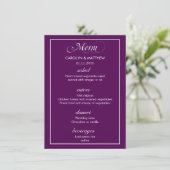 Elegant Classy Simple Paars Wedding Menu 3 (Staand voorkant)