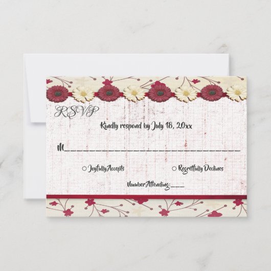 Elegant Classy Simple Script Summer Floral Wedding RSVP Kaartje (Voorkant)