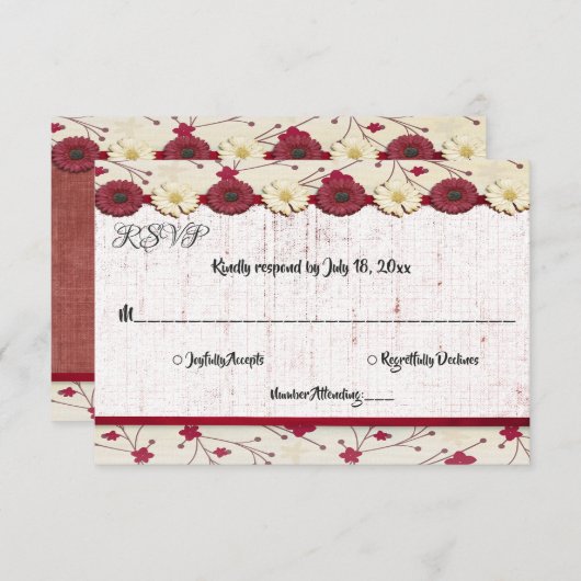Elegant Classy Simple Script Summer Floral Wedding RSVP Kaartje (Voorkant / Achterkant)