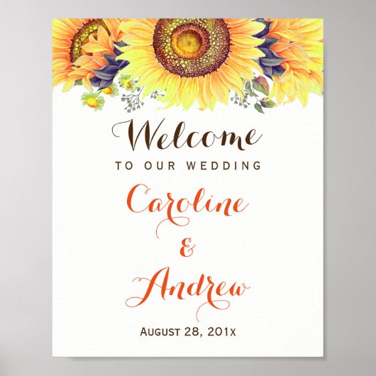 Elegant Classy Sunflower Welkomstbord bruiloft Poster (Voorkant)