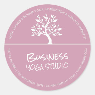Elegant Classy Tree Yoga Meditation Instructor Ronde Sticker