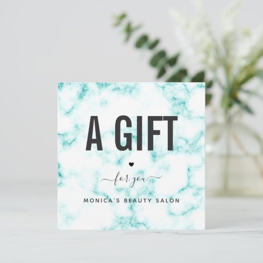 Elegant Classy Turquoise Marble Beauty Salon Logo (Staand voorkant)