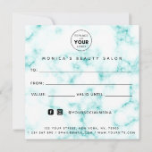 Elegant Classy Turquoise Marble Beauty Salon Logo (Achterkant)